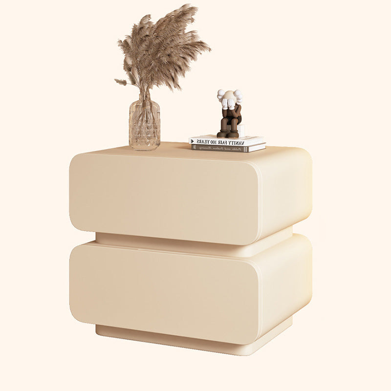 Sleek Modern Minimalist Rectangular Nightstand - 2-Drawer, Microfiber Leather Top, Solid Wood & Metal Frame for Bedroom