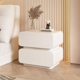 Sleek Modern Minimalist Rectangular Nightstand - 2-Drawer, Microfiber Leather Top, Solid Wood & Metal Frame for Bedroom