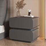 Sleek Modern Minimalist Rectangular Nightstand - 2-Drawer, Microfiber Leather Top, Solid Wood & Metal Frame for Bedroom