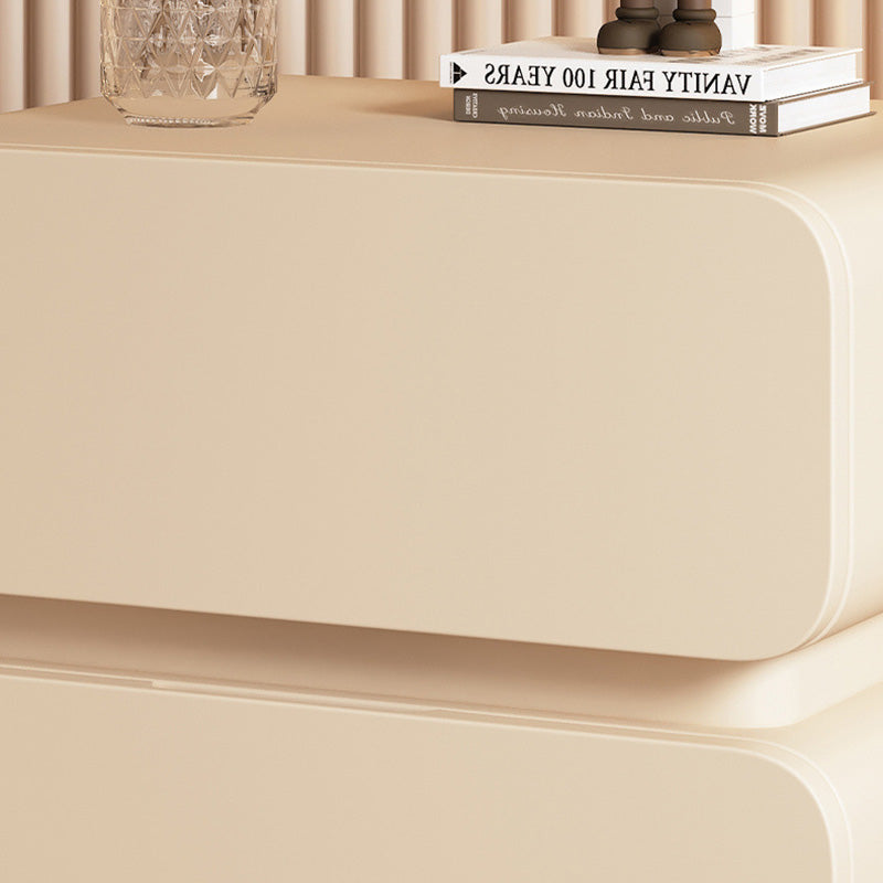 Sleek Modern Minimalist Rectangular Nightstand - 2-Drawer, Microfiber Leather Top, Solid Wood & Metal Frame for Bedroom