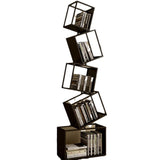 Modern Square Iron Bookshelf - 5-Shelf Storage for Home Office
