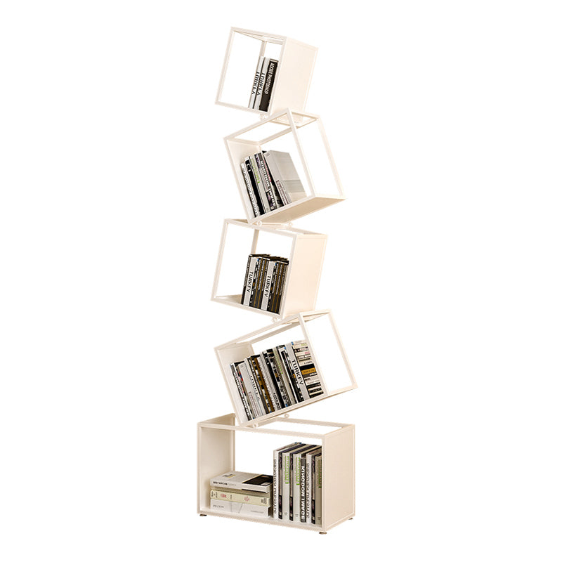 Modern Square Iron Bookshelf - 5-Shelf Storage for Home Office