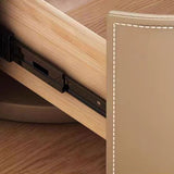 Modern Luxury Round Faux Saddle Leather Nightstand with 2 Drawers – Bedroom Accent Table