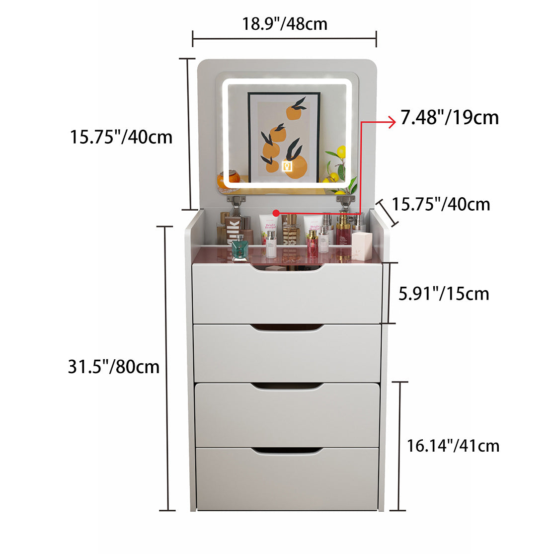 Modern Minimalist Rectangular Glass Vanity Table with 3 Drawers – Bedroom Makeup Station