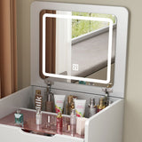 Modern Minimalist Rectangular Glass Vanity Table with 3 Drawers – Bedroom Makeup Station