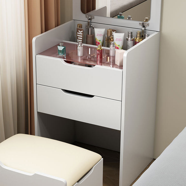 Modern Minimalist Rectangular Glass Vanity Table with 3 Drawers – Bedroom Makeup Station