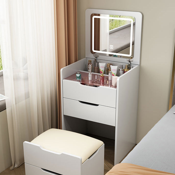 Modern Minimalist Rectangular Glass Vanity Table with 3 Drawers – Bedroom Makeup Station