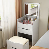 Modern Minimalist Rectangular Glass Vanity Table with 3 Drawers – Bedroom Makeup Station