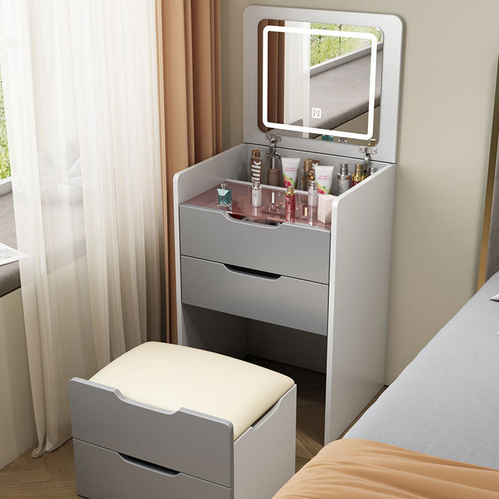 Modern Minimalist Rectangular Glass Vanity Table with 3 Drawers – Bedroom Makeup Station