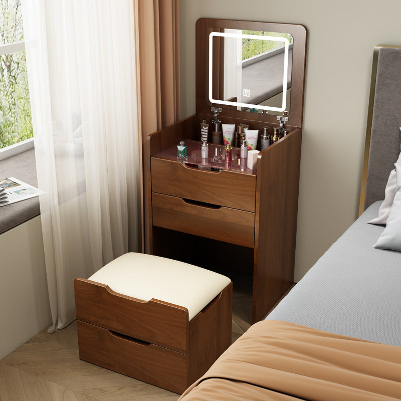 Modern Minimalist Rectangular Glass Vanity Table with 3 Drawers – Bedroom Makeup Station