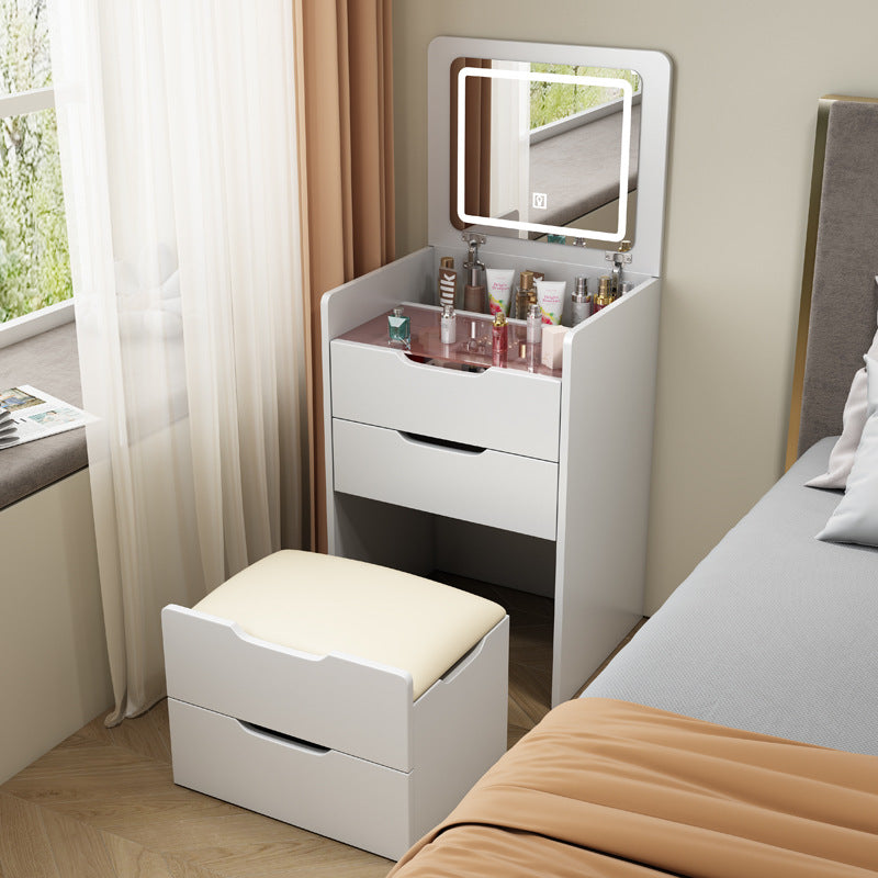 Modern Minimalist Rectangular Glass Vanity Table with 3 Drawers – Bedroom Makeup Station