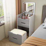 Modern Minimalist Rectangular Glass Vanity Table with 3 Drawers – Bedroom Makeup Station