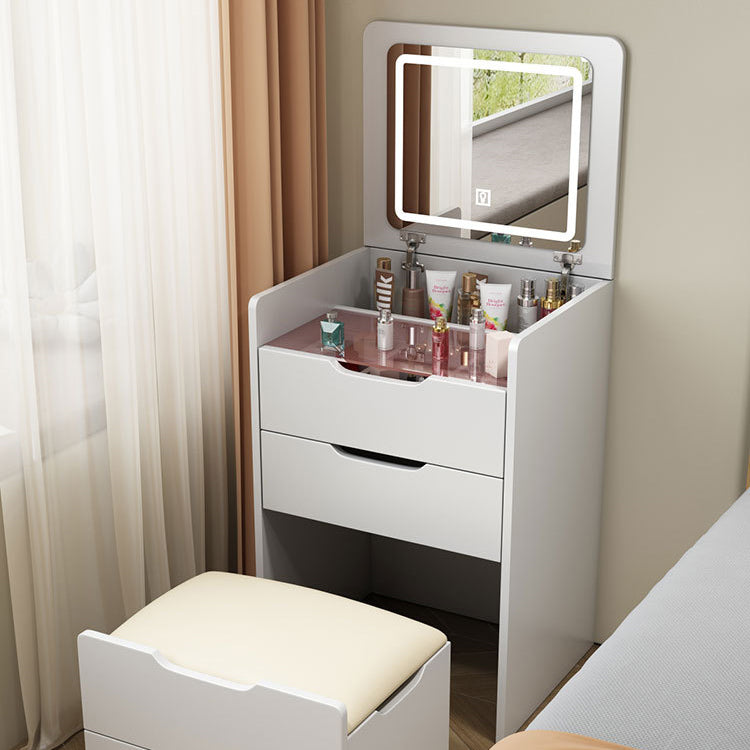 Modern Minimalist Rectangular Glass Vanity Table with 3 Drawers – Bedroom Makeup Station