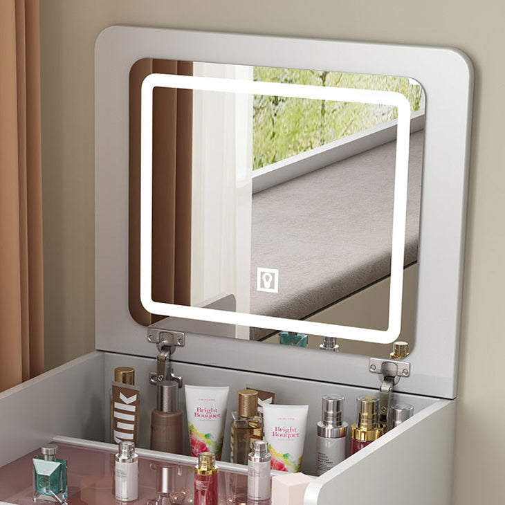 Modern Minimalist Rectangular Glass Vanity Table with 3 Drawers – Bedroom Makeup Station