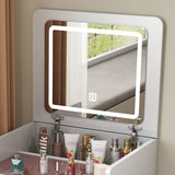 Modern Minimalist Rectangular Glass Vanity Table with 3 Drawers – Bedroom Makeup Station