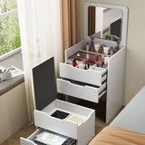 Modern Minimalist Rectangular Glass Vanity Table with 3 Drawers – Bedroom Makeup Station