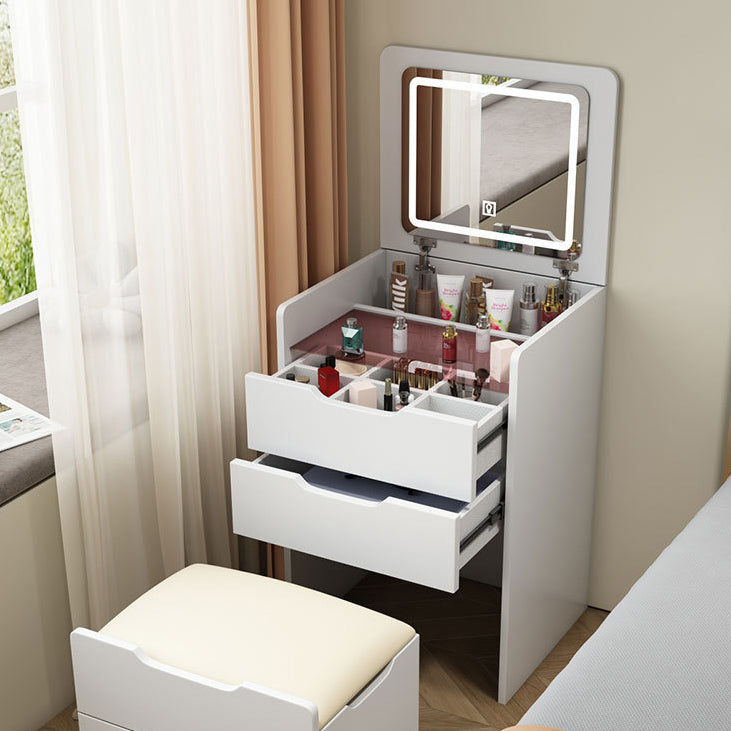 Modern Minimalist Rectangular Glass Vanity Table with 3 Drawers – Bedroom Makeup Station