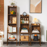 Traditional Japanese Square Bamboo Bookshelves – 3, 4, or 5-Tier Living Room Storage