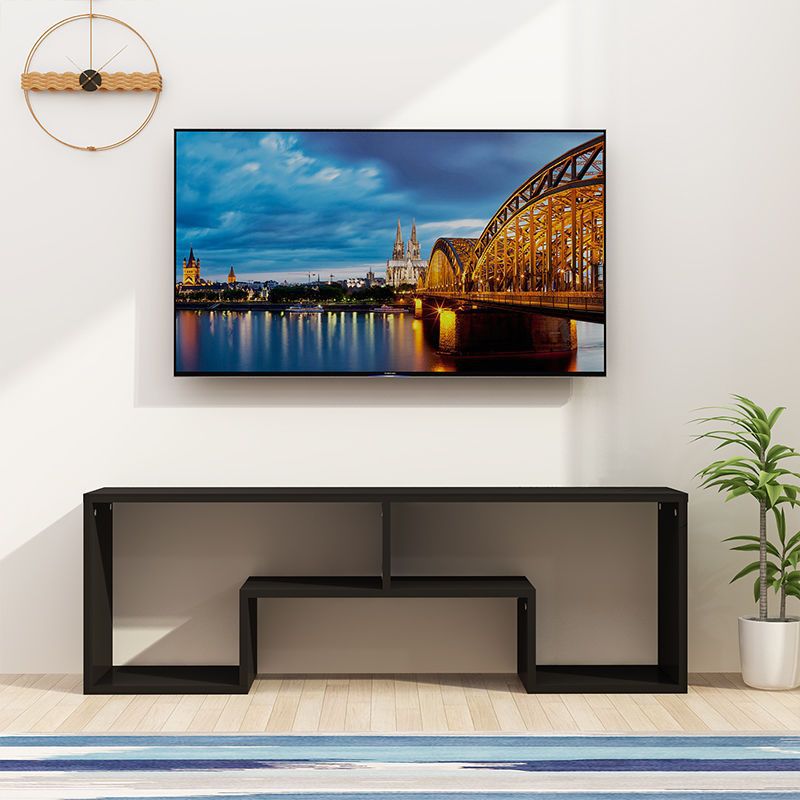 Sleek Modern Minimalist Rectangular TV Stand – 2-Tier Board Console for Living Room