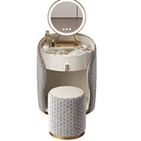 Modern Luxury Round Velvet Vanity with Solid Wood and Stainless Steel Frame — 1-Drawer Makeup Table for Bedroom