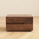 Modern Scandinavian Solid Wood Nightstand – Rectangular Desktop, Two-Drawer with Easy-Open Pulls, for Bedroom