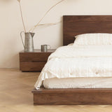 Modern Scandinavian Solid Wood Nightstand – Rectangular Desktop, Two-Drawer with Easy-Open Pulls, for Bedroom