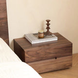 Modern Scandinavian Solid Wood Nightstand – Rectangular Desktop, Two-Drawer with Easy-Open Pulls, for Bedroom