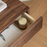 Modern Scandinavian Solid Wood Nightstand – Rectangular Desktop, Two-Drawer with Easy-Open Pulls, for Bedroom