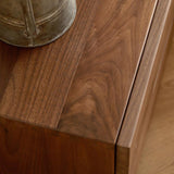 Modern Scandinavian Solid Wood Nightstand – Rectangular Desktop, Two-Drawer with Easy-Open Pulls, for Bedroom