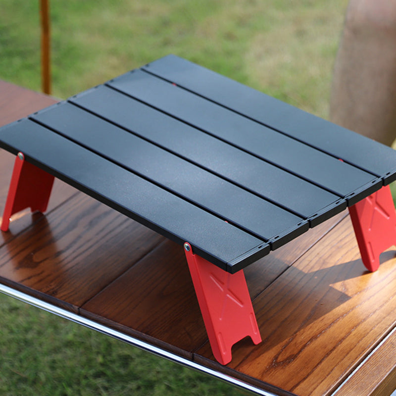 Modern Minimalist Rectangular Aluminum Alloy Folding Outdoor Coffee Table, 1-Tier, Perfect for Garden & Camping