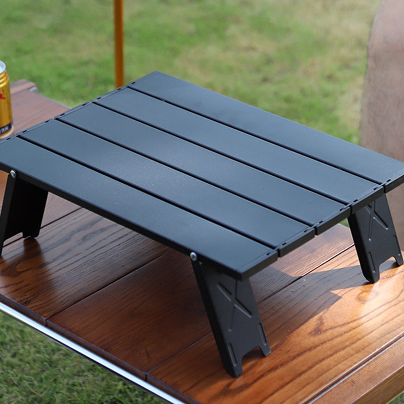 Modern Minimalist Rectangular Aluminum Alloy Folding Outdoor Coffee Table, 1-Tier, Perfect for Garden & Camping