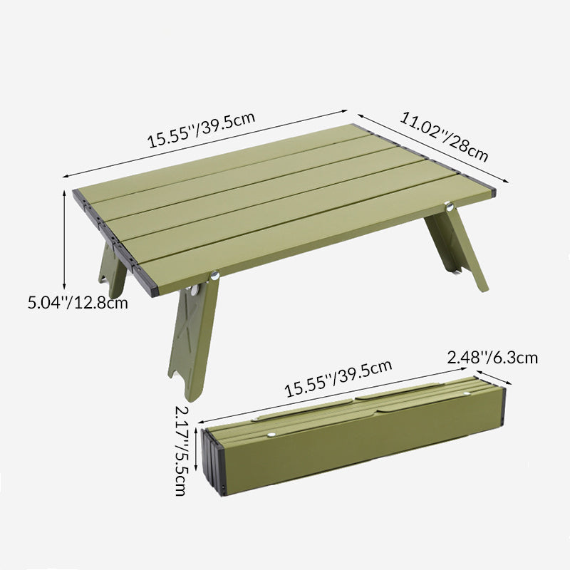 Modern Minimalist Rectangular Aluminum Alloy Folding Outdoor Coffee Table, 1-Tier, Perfect for Garden & Camping