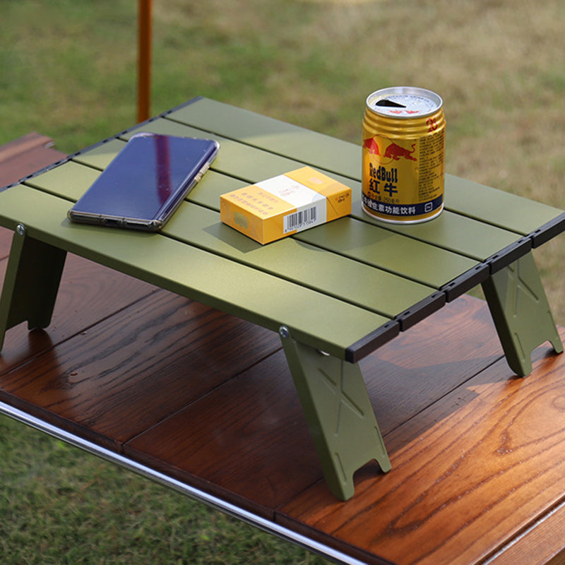 Modern Minimalist Rectangular Aluminum Alloy Folding Outdoor Coffee Table, 1-Tier, Perfect for Garden & Camping
