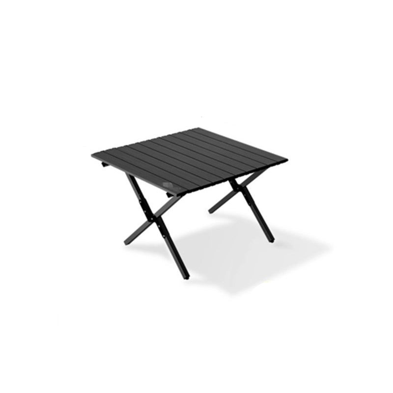 Modern Minimalist Rectangle Carbon Steel Outdoor Foldable Camping Coffee Table, 1-Tier for Garden