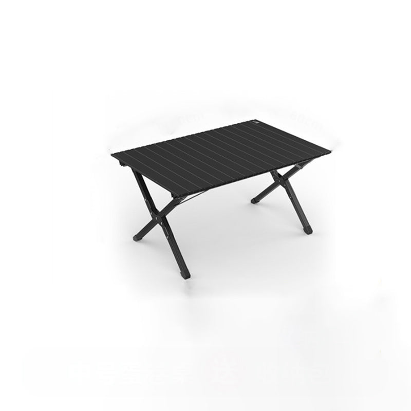 Modern Minimalist Rectangle Carbon Steel Outdoor Foldable Camping Coffee Table, 1-Tier for Garden