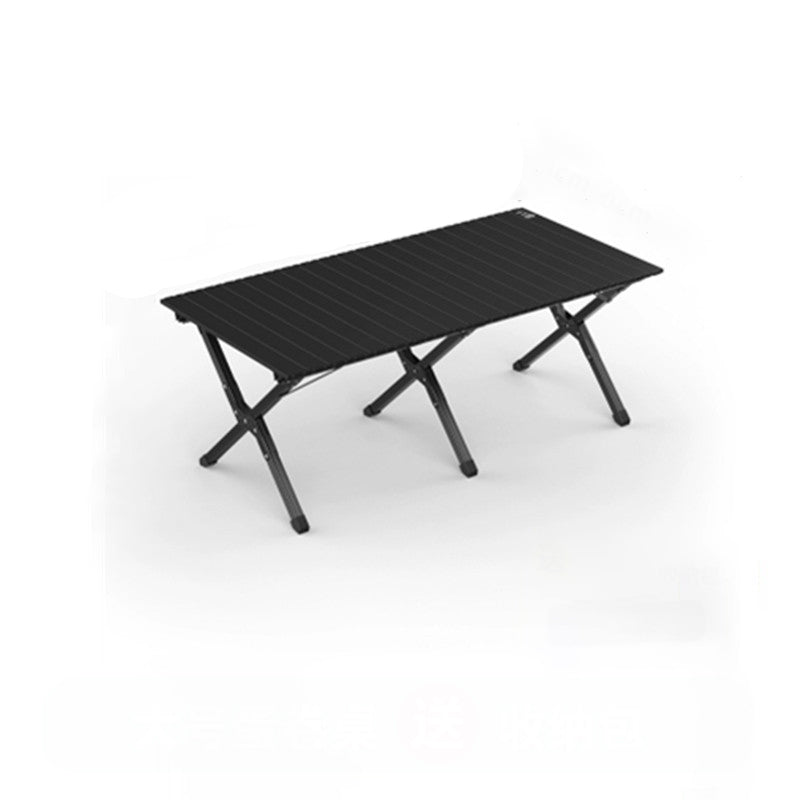 Modern Minimalist Rectangle Carbon Steel Outdoor Foldable Camping Coffee Table, 1-Tier for Garden