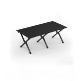 Modern Minimalist Rectangle Carbon Steel Outdoor Foldable Camping Coffee Table, 1-Tier for Garden
