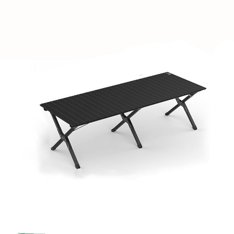 Modern Minimalist Rectangle Carbon Steel Outdoor Foldable Camping Coffee Table, 1-Tier for Garden