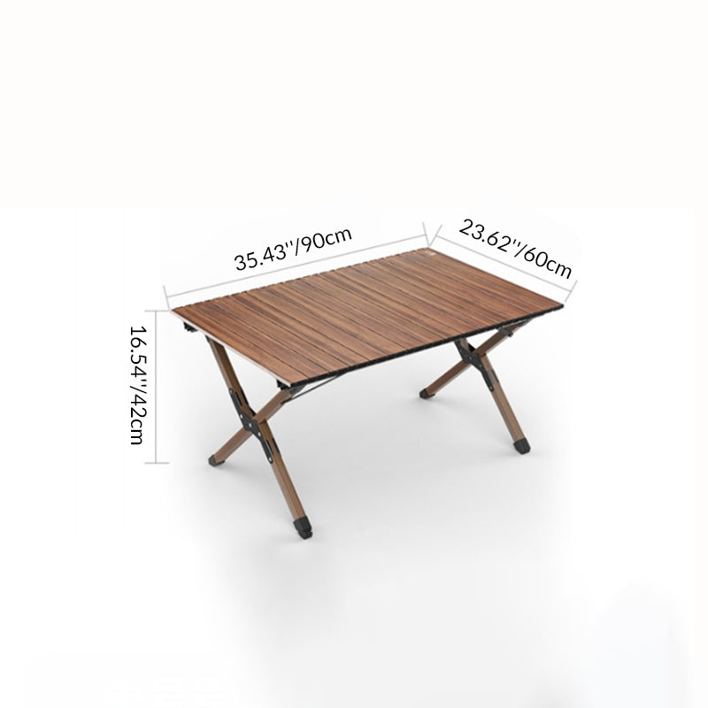 Modern Minimalist Rectangle Carbon Steel Outdoor Foldable Camping Coffee Table, 1-Tier for Garden