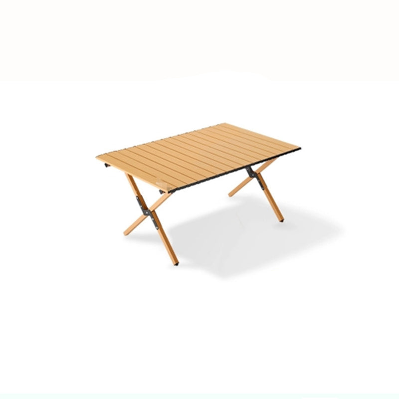 Modern Minimalist Rectangle Carbon Steel Outdoor Foldable Camping Coffee Table, 1-Tier for Garden