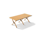 Modern Minimalist Rectangle Carbon Steel Outdoor Foldable Camping Coffee Table, 1-Tier for Garden