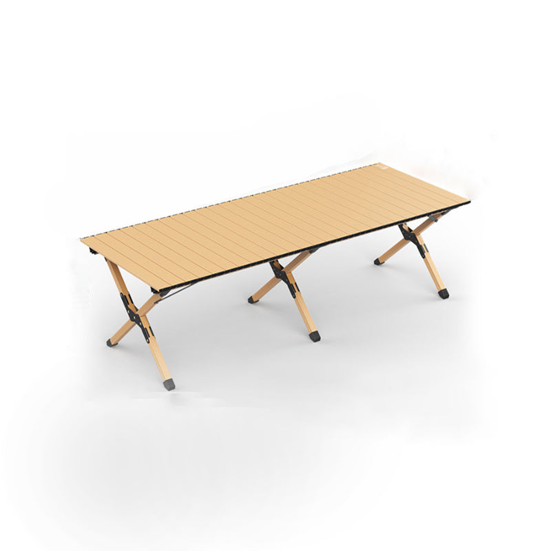 Modern Minimalist Rectangle Carbon Steel Outdoor Foldable Camping Coffee Table, 1-Tier for Garden