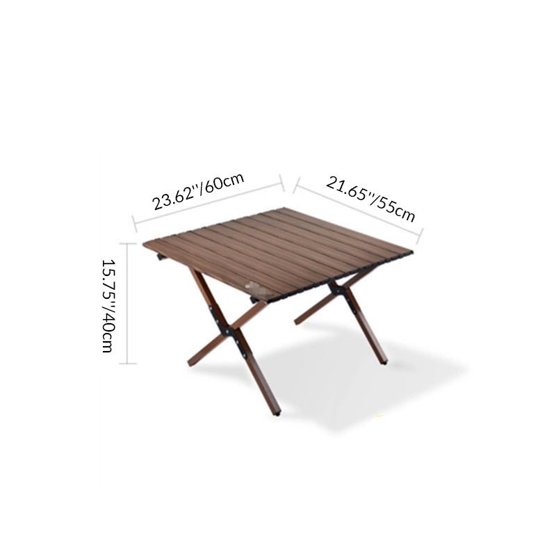 Modern Minimalist Rectangle Carbon Steel Outdoor Foldable Camping Coffee Table, 1-Tier for Garden