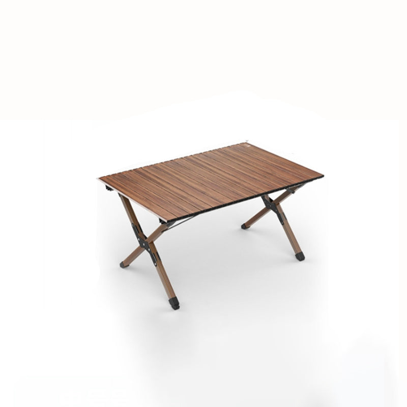 Modern Minimalist Rectangle Carbon Steel Outdoor Foldable Camping Coffee Table, 1-Tier for Garden