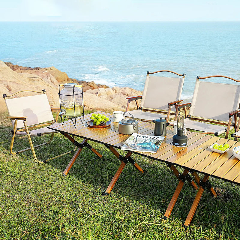 Modern Minimalist Rectangle Carbon Steel Outdoor Foldable Camping Coffee Table, 1-Tier for Garden