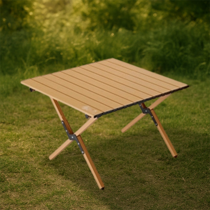 Modern Minimalist Rectangle Carbon Steel Outdoor Foldable Camping Coffee Table, 1-Tier for Garden