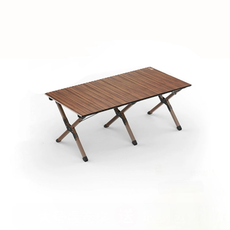 Modern Minimalist Rectangle Carbon Steel Outdoor Foldable Camping Coffee Table, 1-Tier for Garden