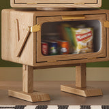Modern Art Deco Kids' Robot Nightstand - Rotatable, 2-Drawer with Rubberwood & Acrylic Plastic, Bedroom Furniture