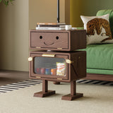 Modern Art Deco Kids' Robot Nightstand - Rotatable, 2-Drawer with Rubberwood & Acrylic Plastic, Bedroom Furniture