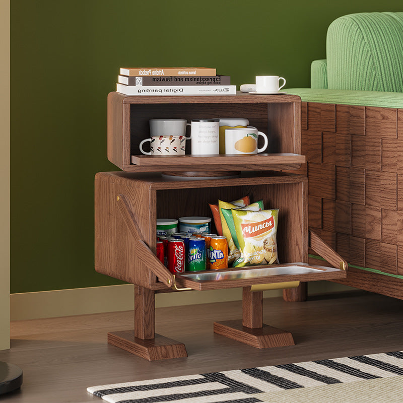 Modern Art Deco Kids' Robot Nightstand - Rotatable, 2-Drawer with Rubberwood & Acrylic Plastic, Bedroom Furniture